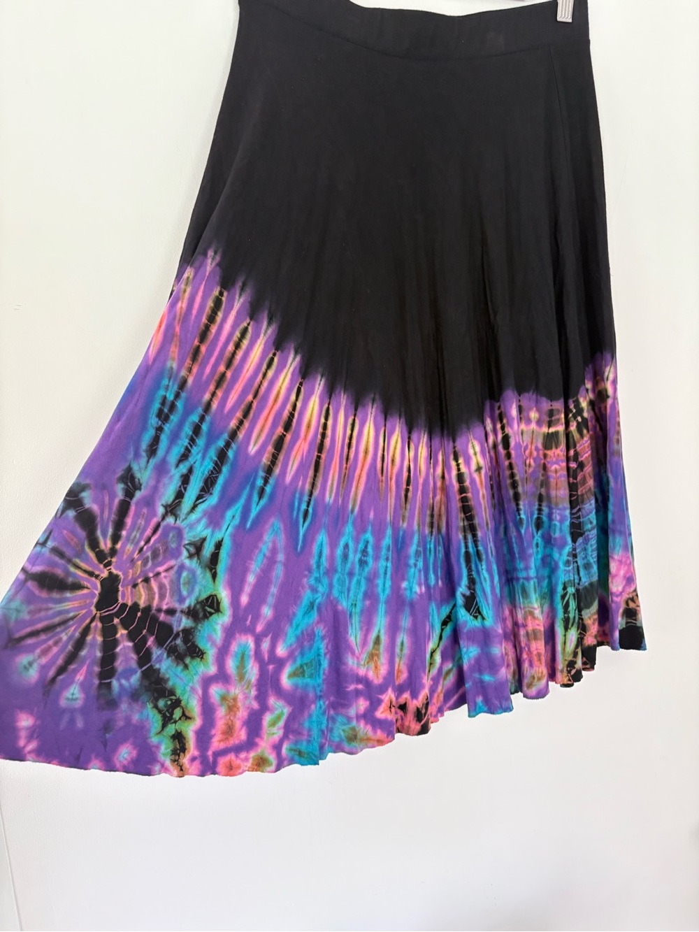 NWT KATHMANDU IMPORTS Sz S Tie Dye MIDI Skirt Pull-On Rayon Stretch Boho Hippie